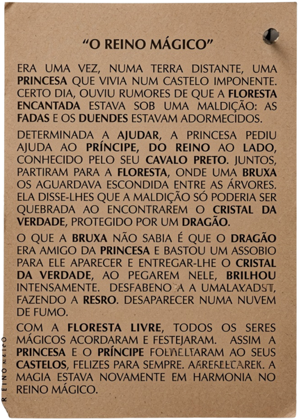 A história impressa no cartão